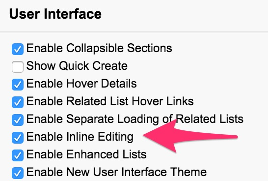 Salesforce user interface settings