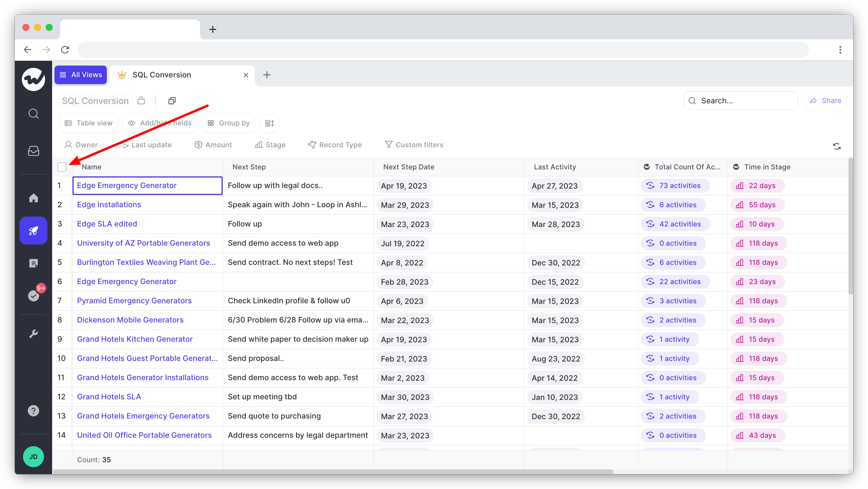 Bulk selecting records in Weflow