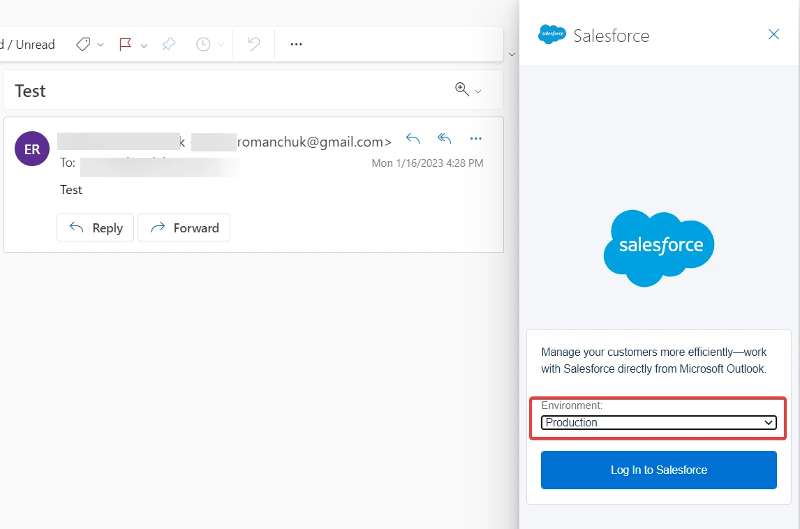 Salesforce Outlook integration setup step 4