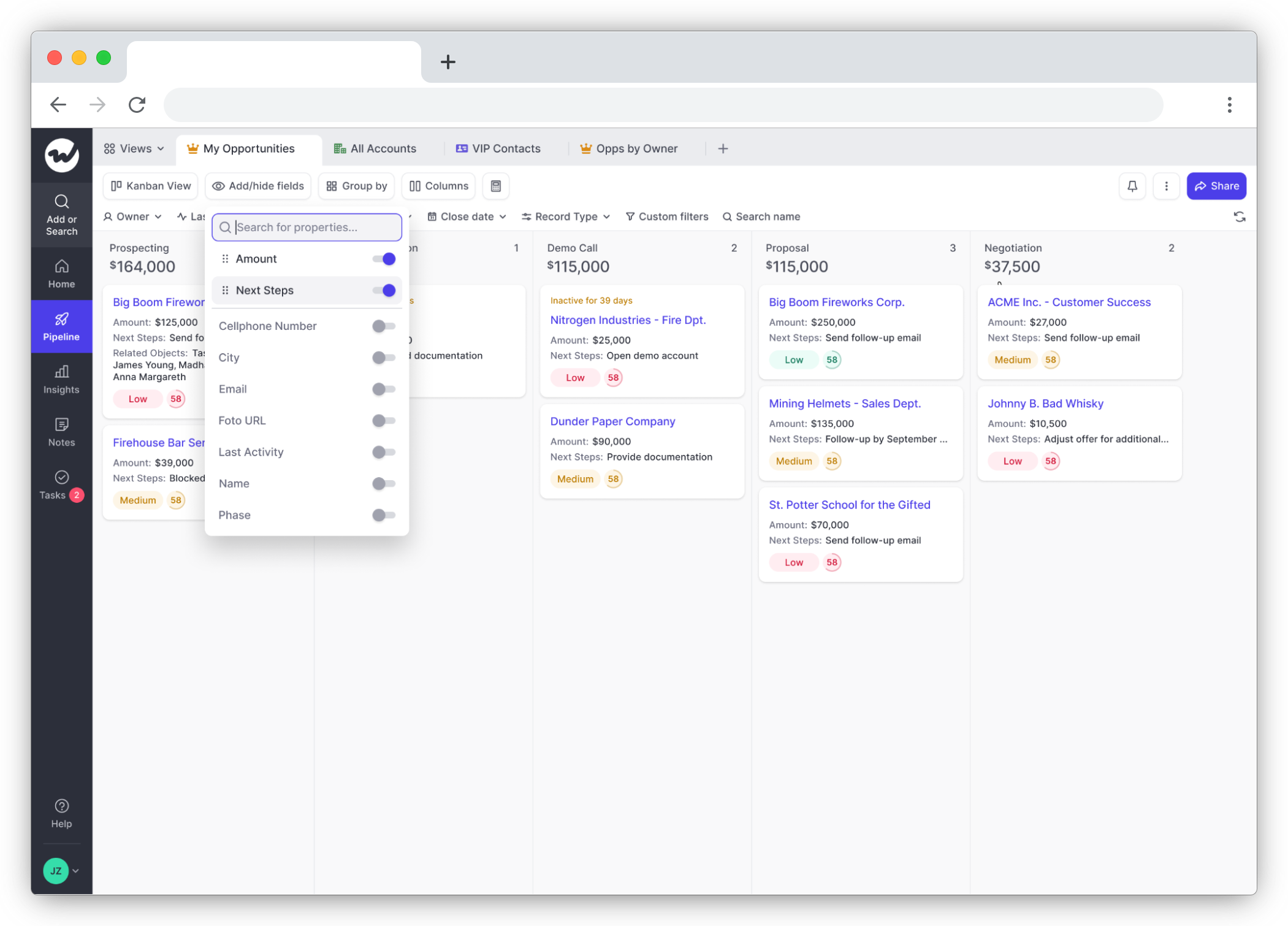 Weflow opportunities view
