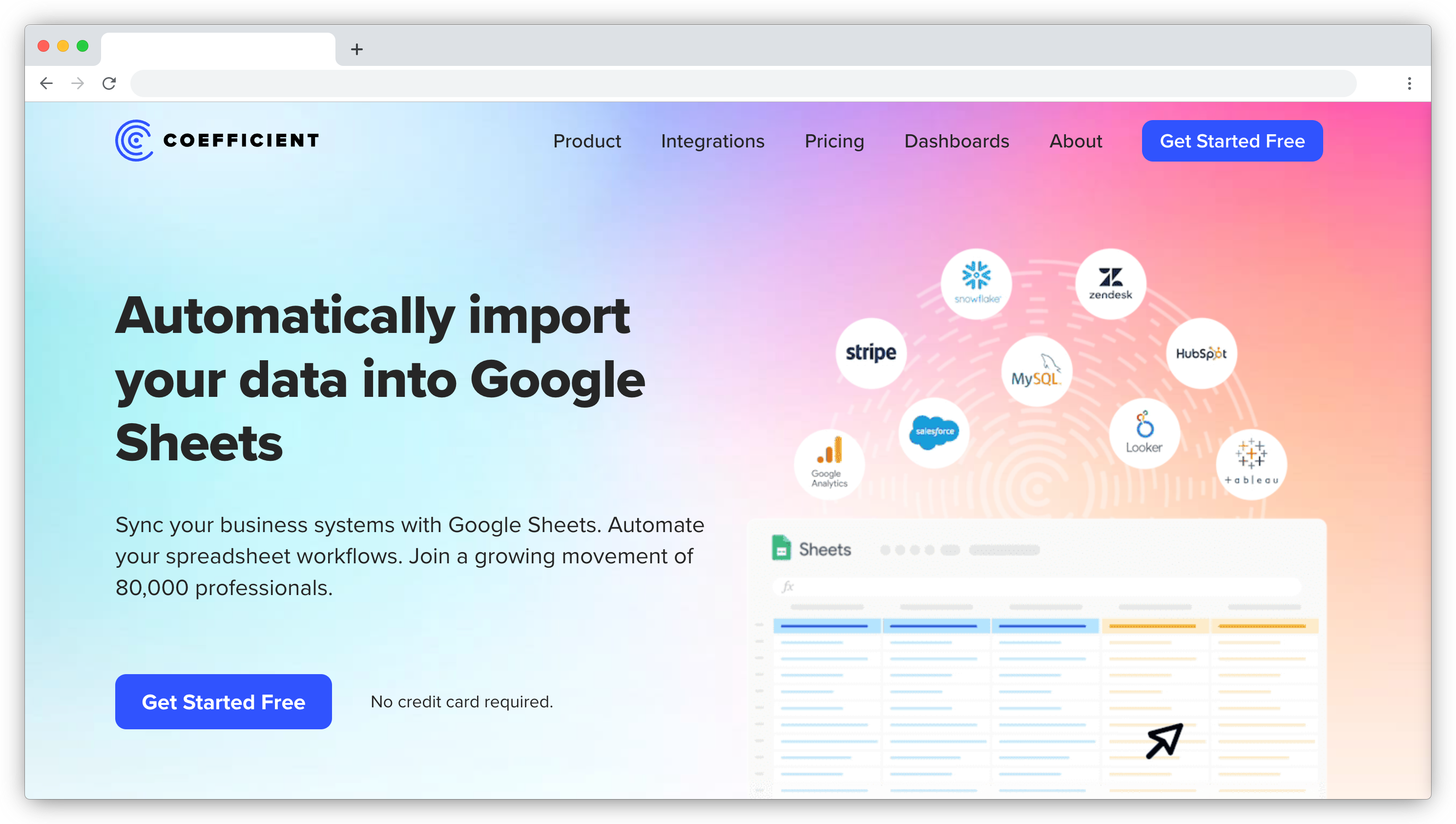 Coefficient homepage screenshot