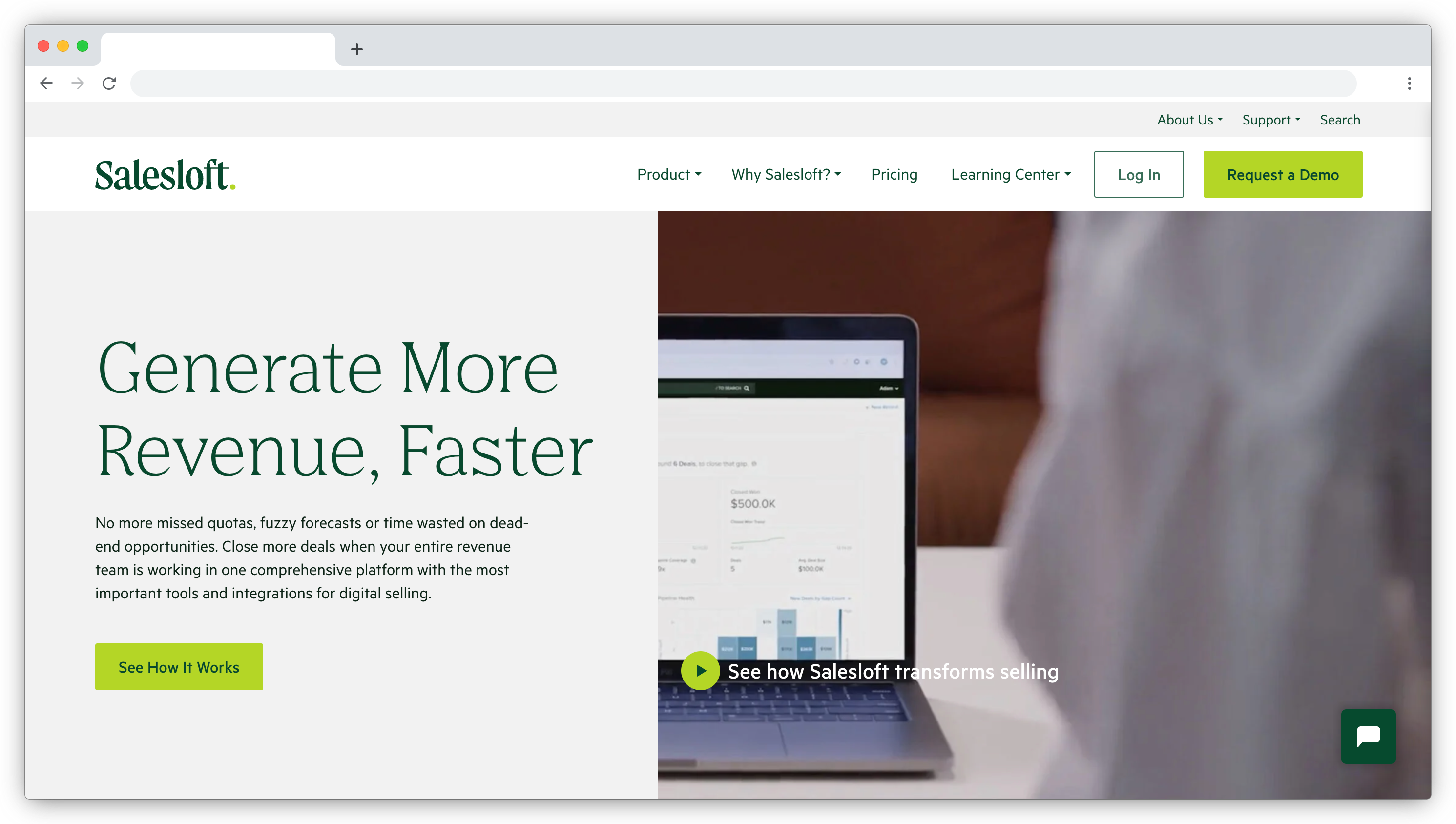 Salesloft homepage screenshot