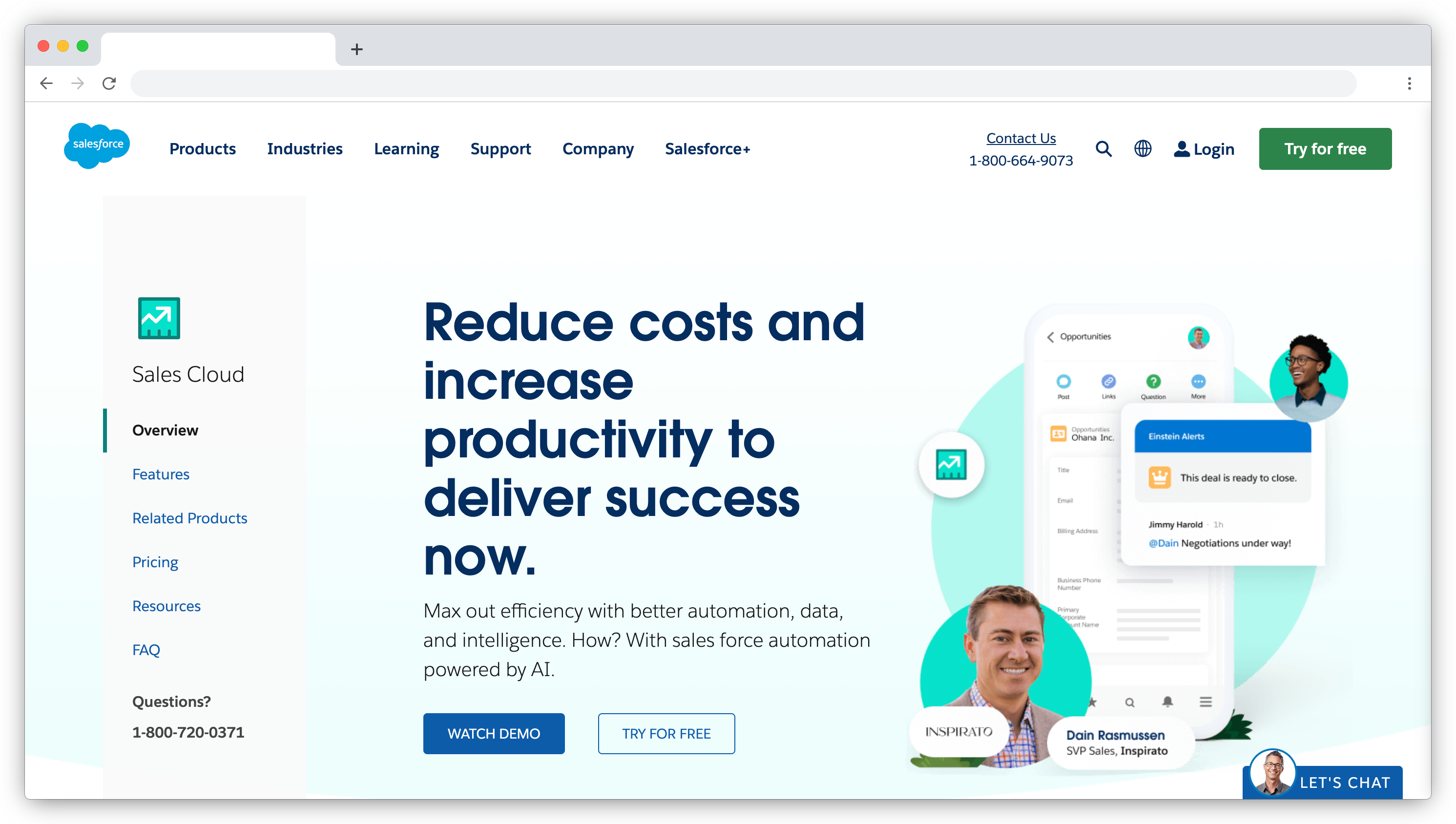 Salesforce Sales Cloud landing page