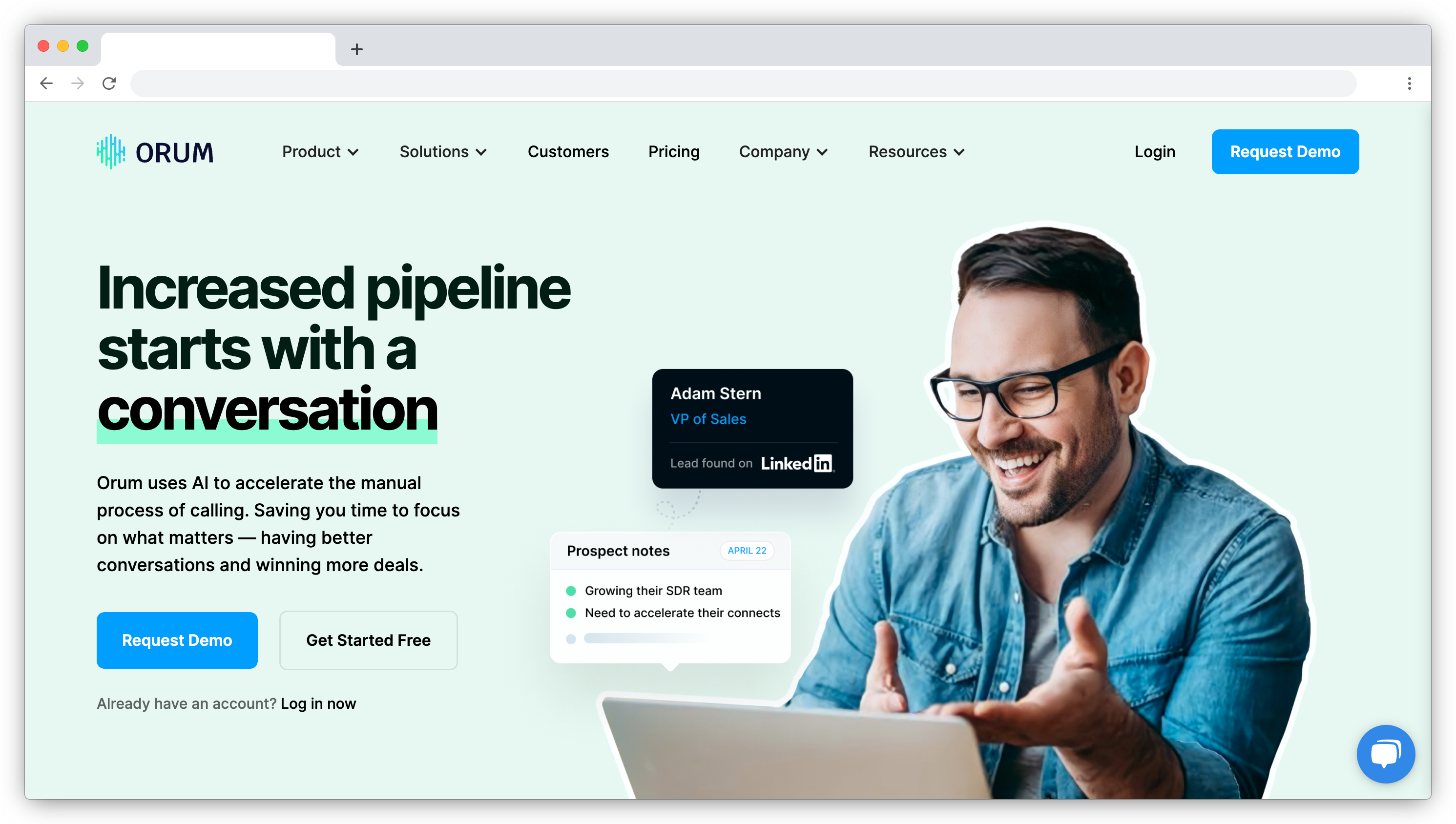 Orum homepage screenshot