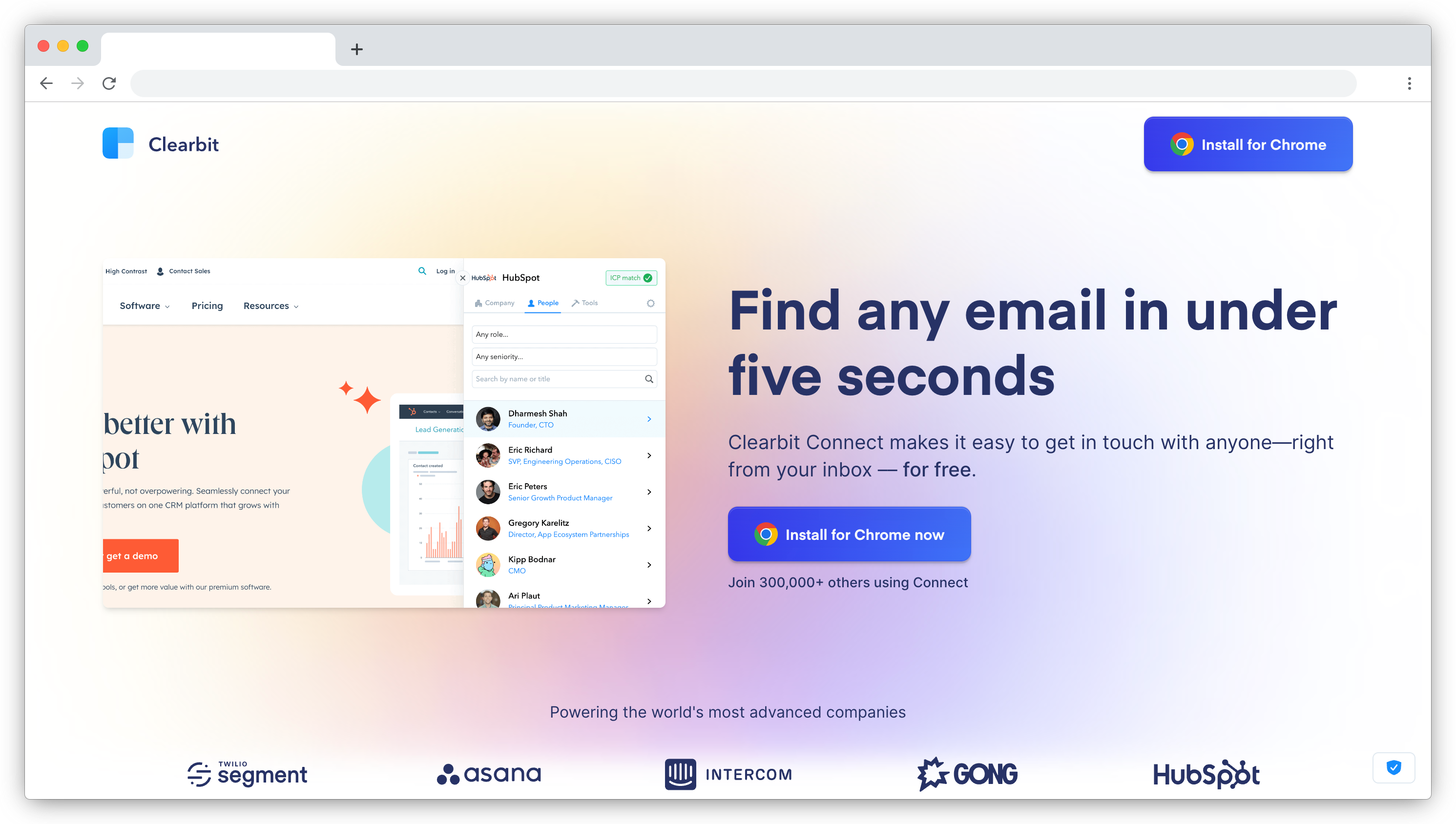 Clearbit Connect screenshot