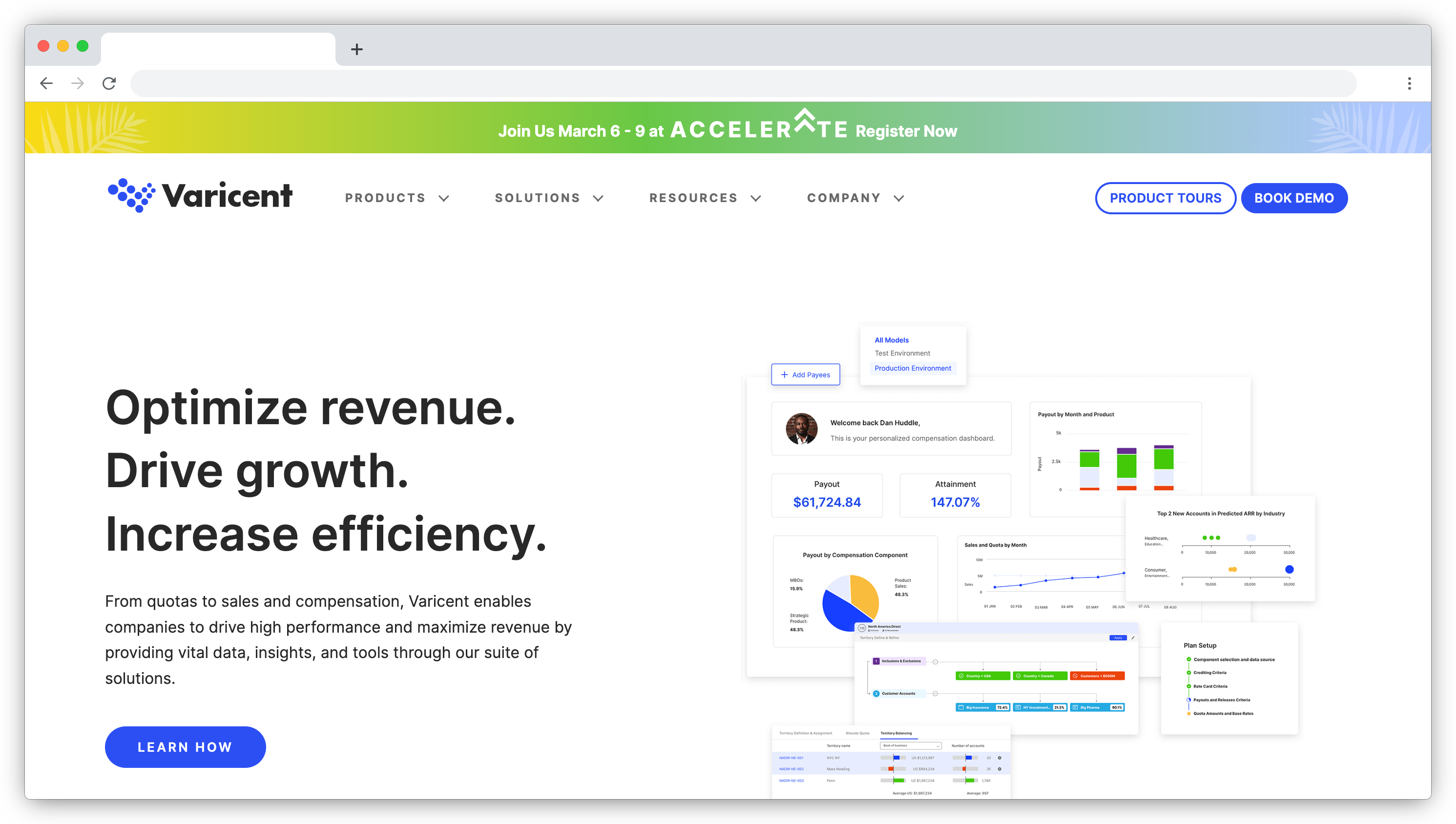 Varicent homepage screenshot