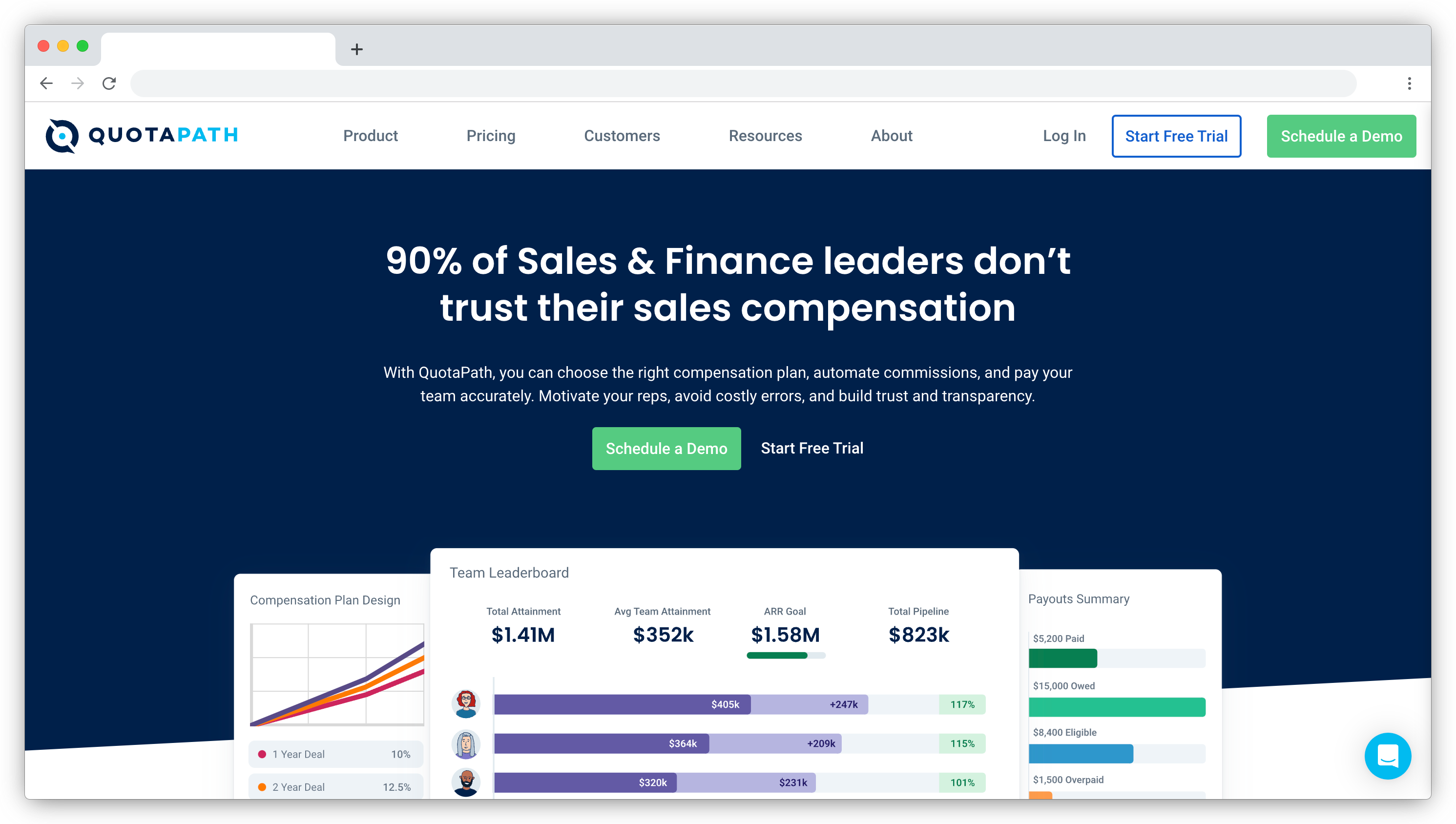 QuotaPath homepage screenshot