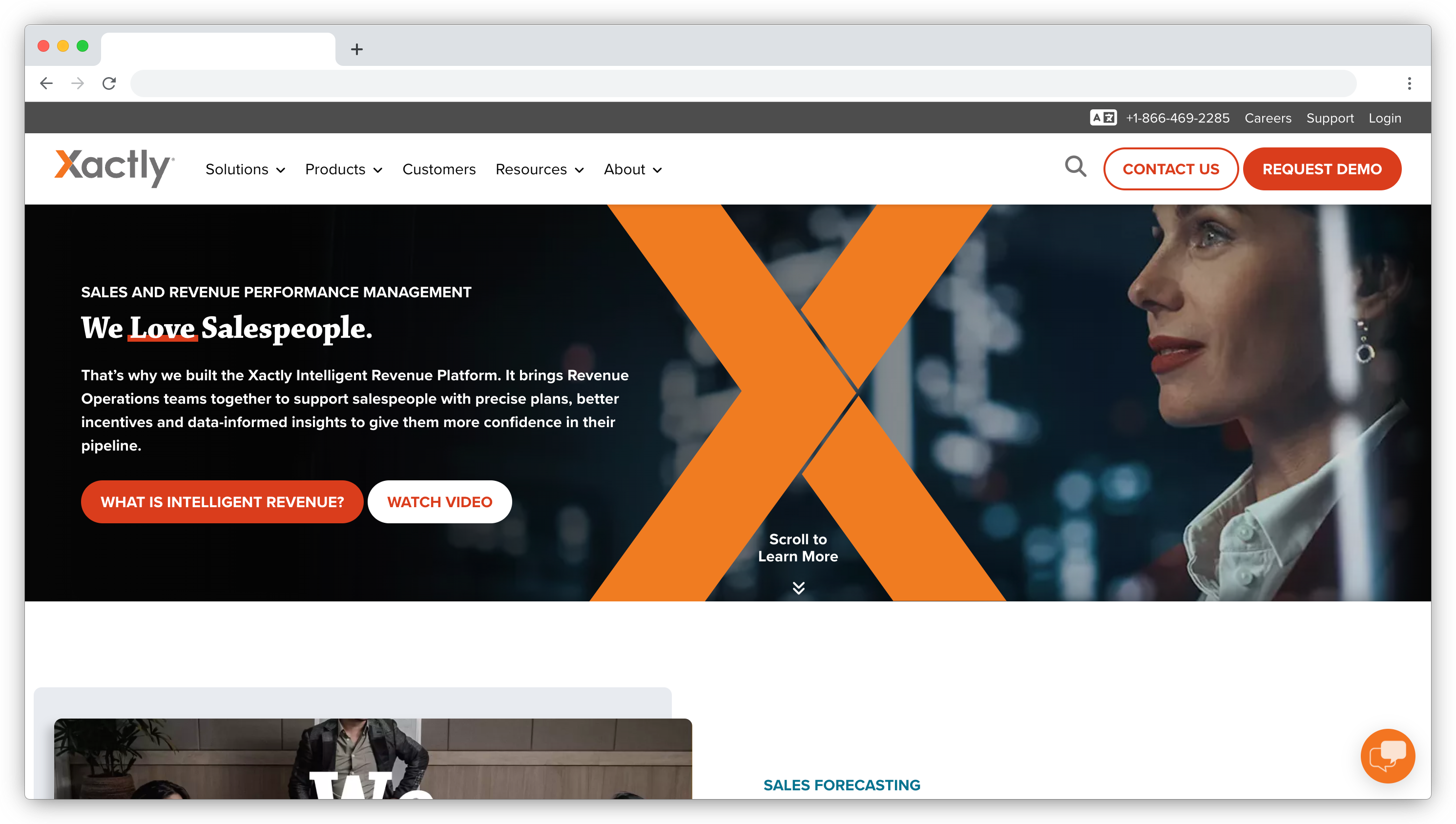 Xactly homepage screenshot