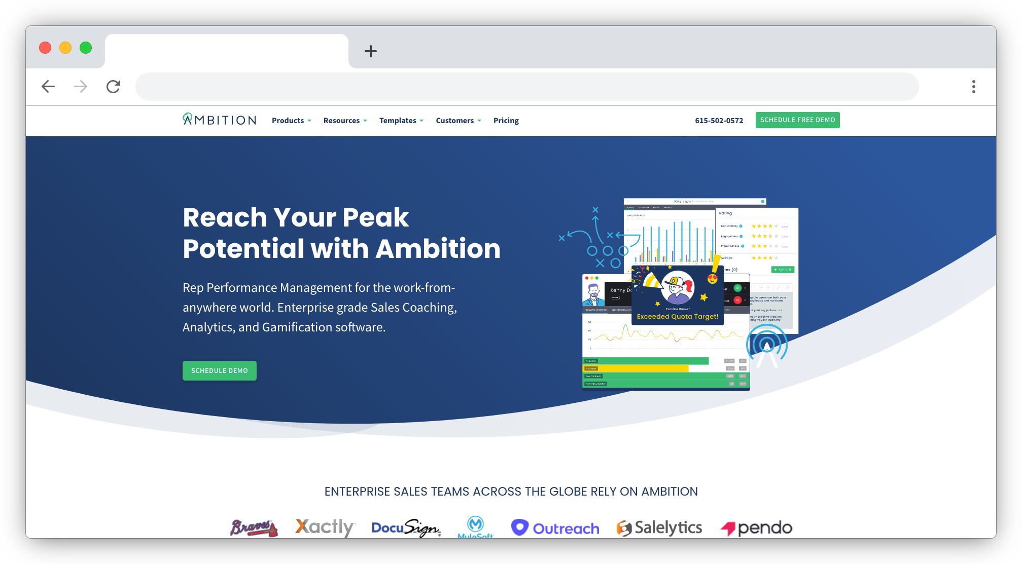 Ambition homepage screenshot