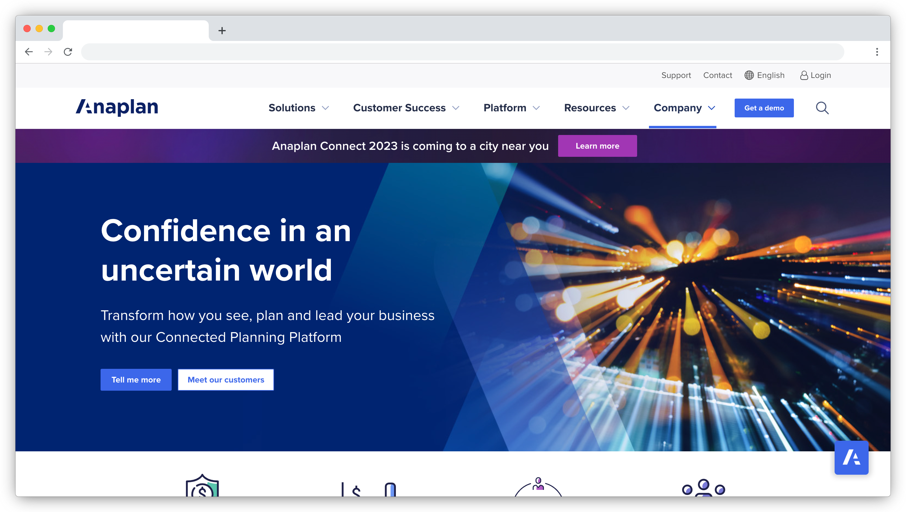 Anaplan homepage screenshot