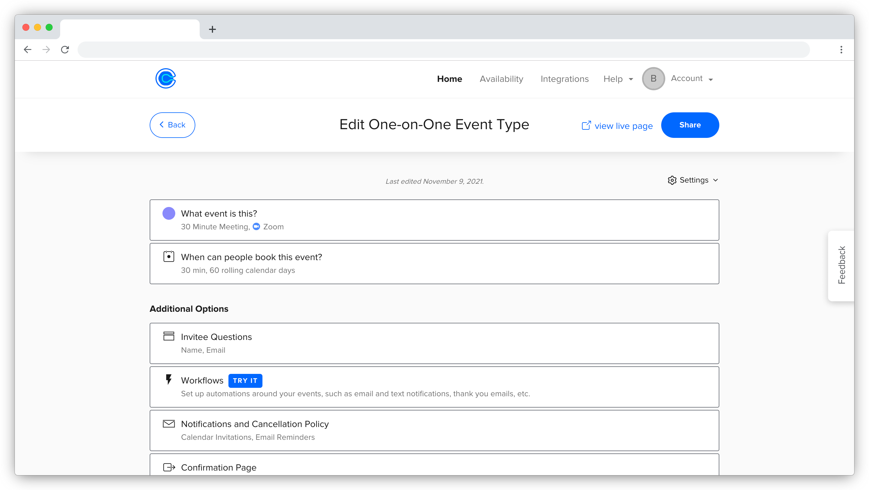Calendly product screenshot