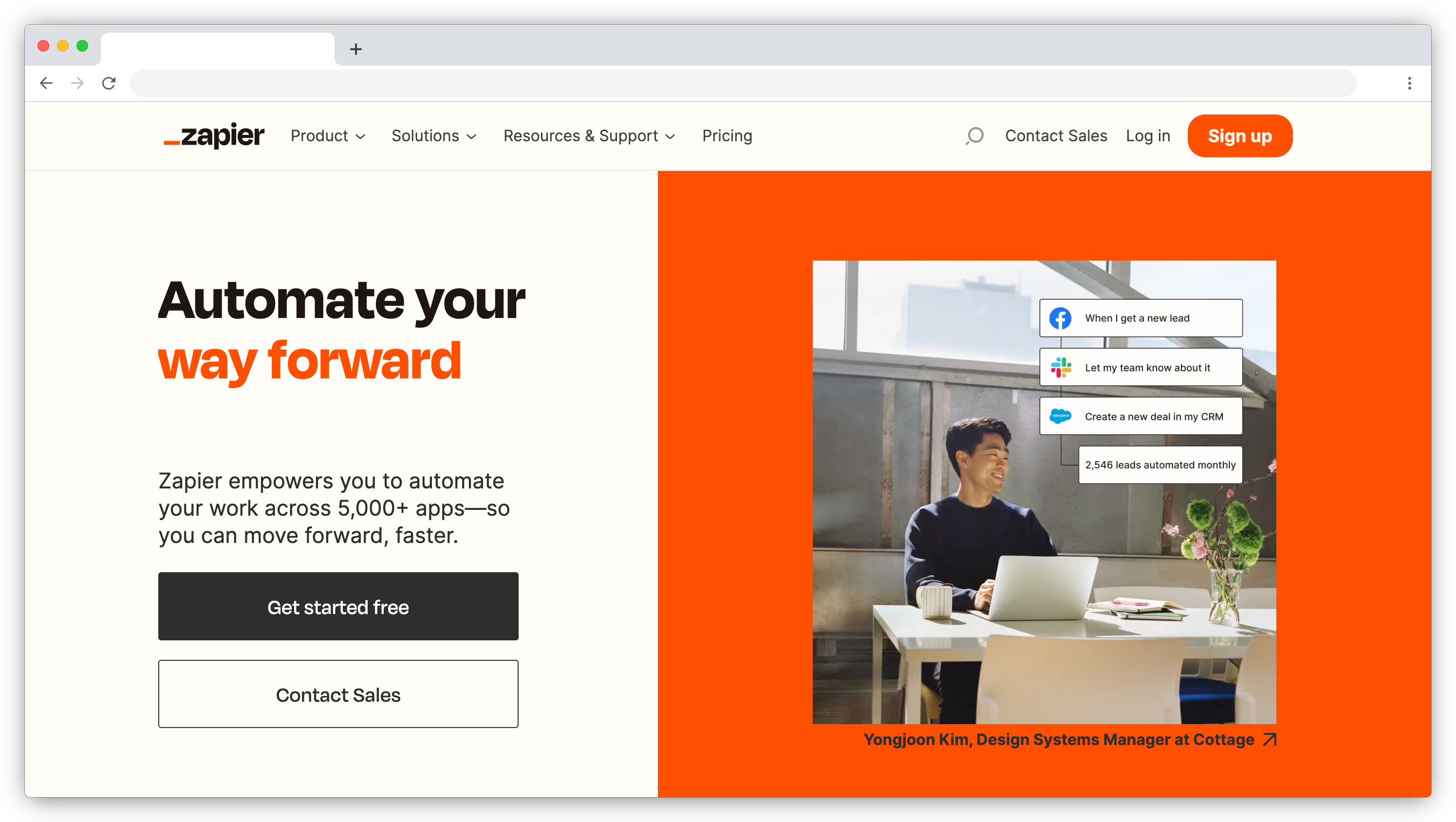 Zapier homepage screenshot