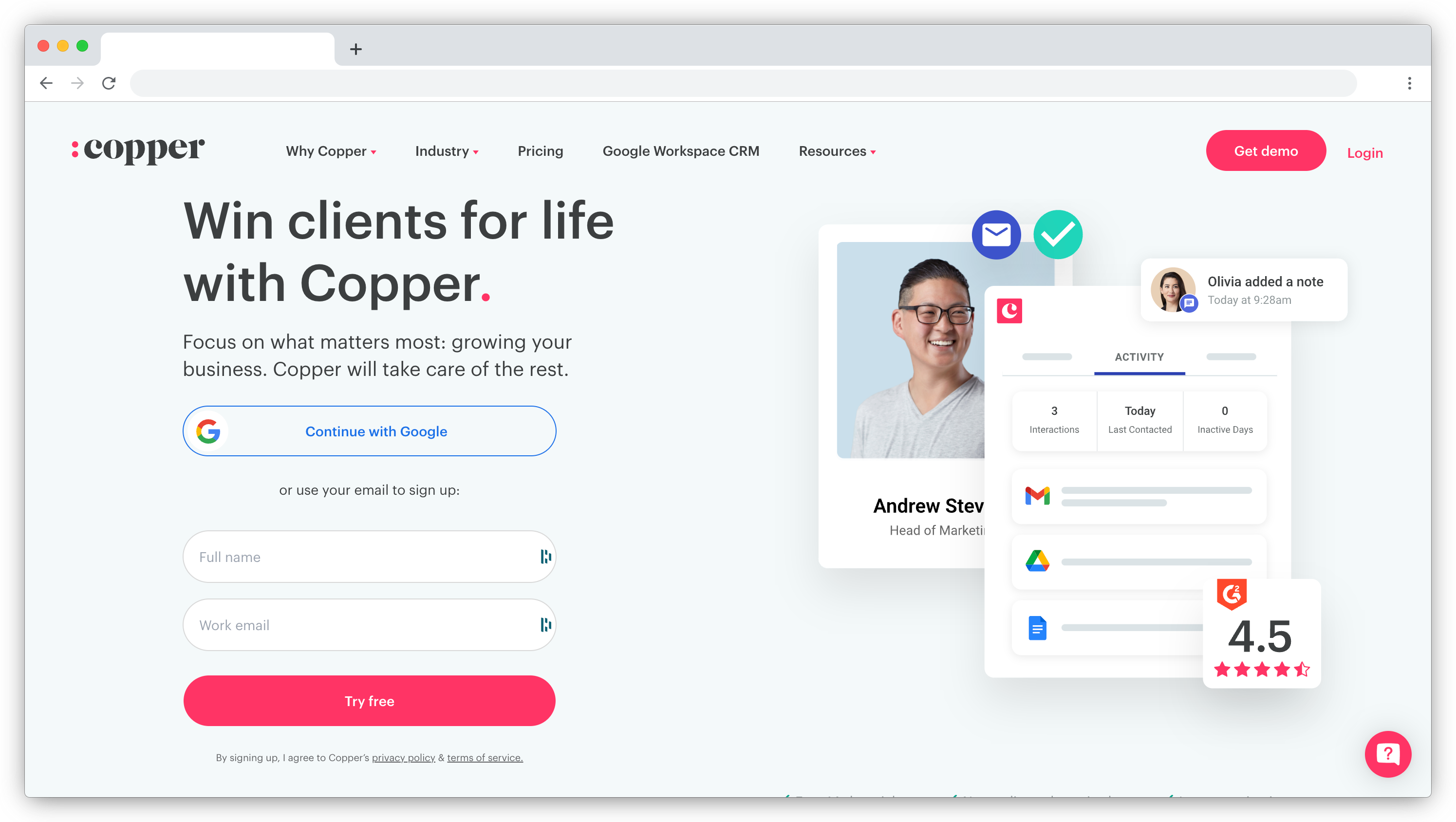 Copper homepage screenshot