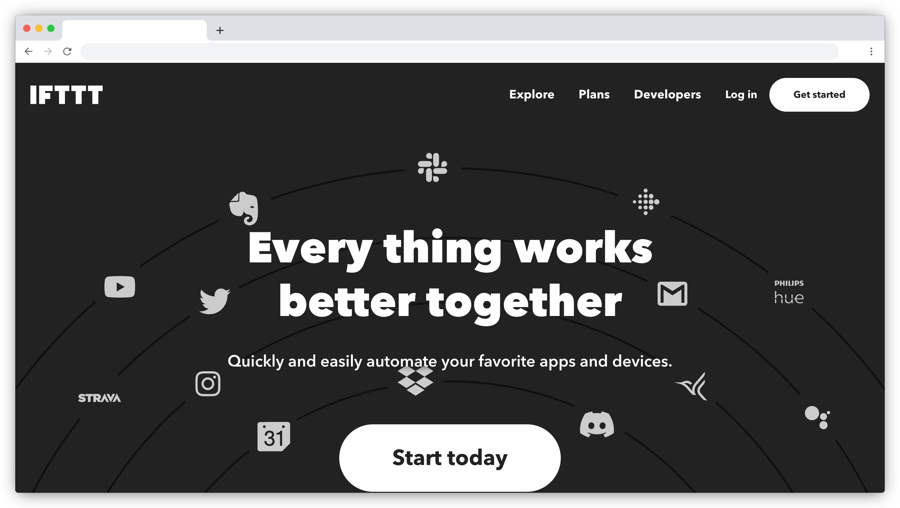 IFTTT homepage screenshot