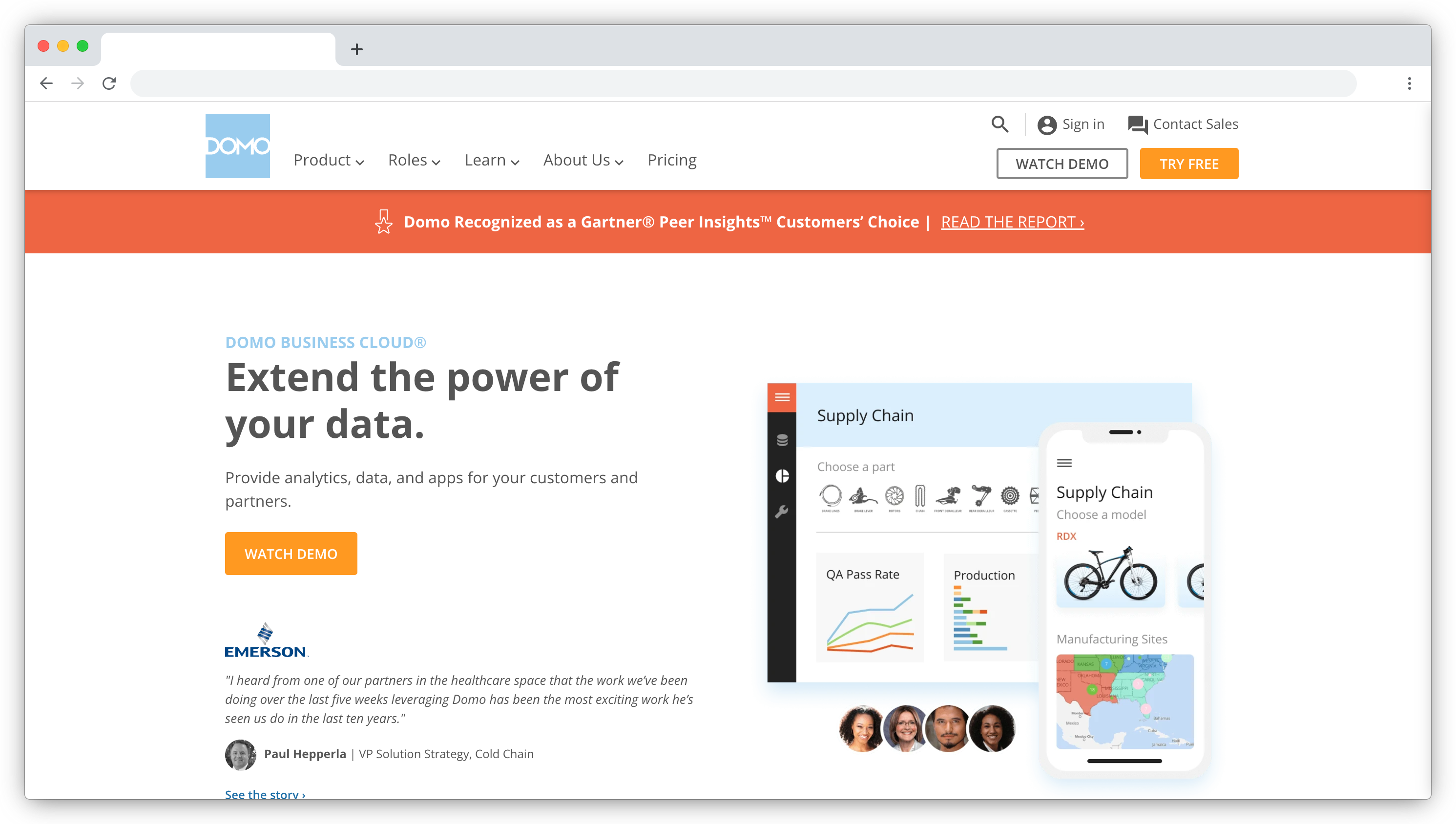 Domo homepage screenshot