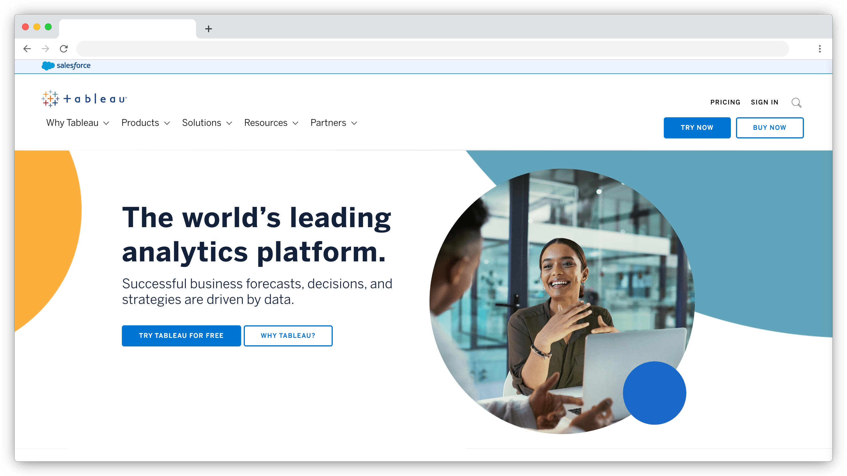 Tableau homepage screenshot