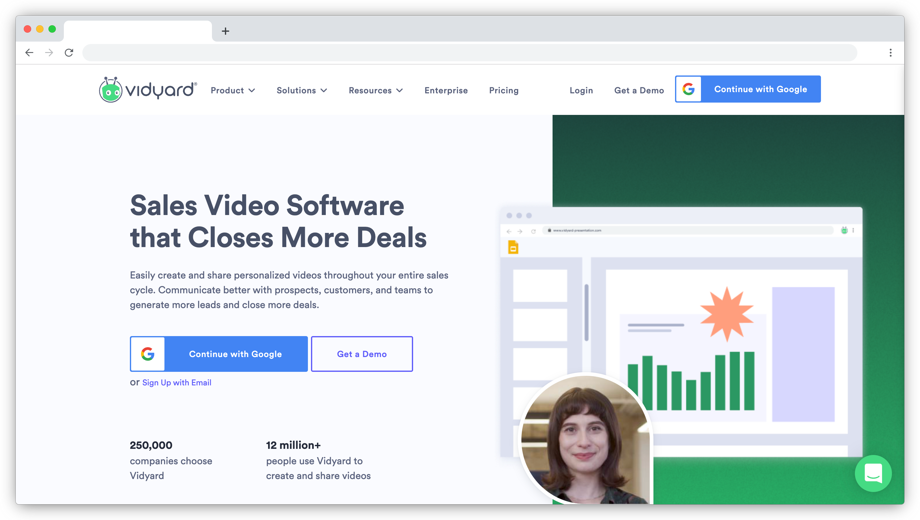Vidyard homepage screenshot