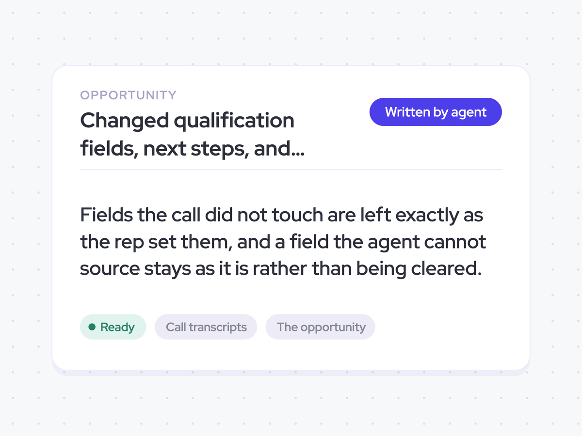 Changed qualification fields, next steps, and close dates on the opportunity
