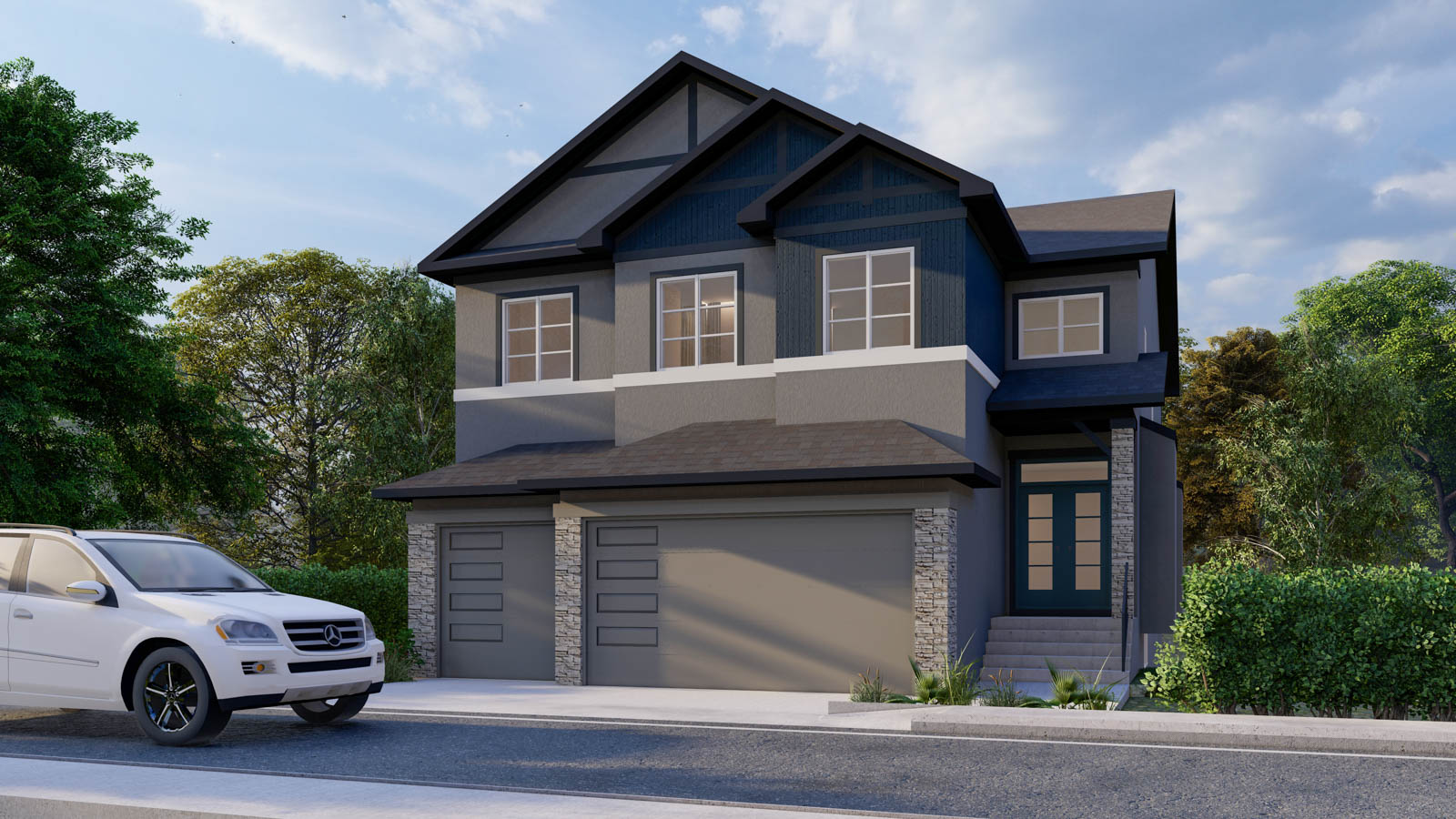 Exterior Render of a new home in Savanna Estates Calgary