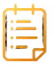 Golden clipboard icon with six horizontal lines and check marks on a transparent background.