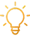 Simple orange light bulb icon with rays representing an idea or innovation.