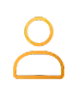 Simple orange user profile icon with a circle head and semi-circular shoulders on black background.