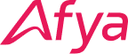 Afya company logo in pink stylized font.