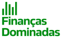 Green logo with bar chart icon above the text Finanças Dominadas.