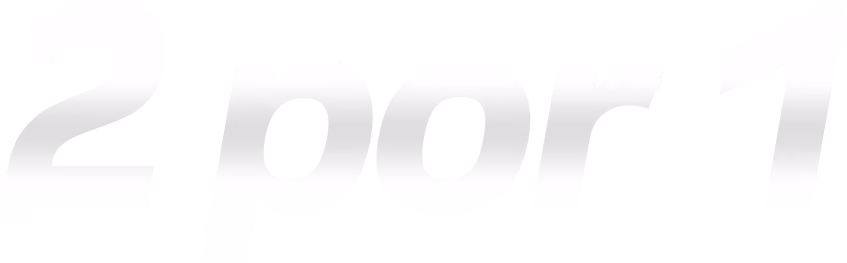 White text on black background reading '2 por 1'.