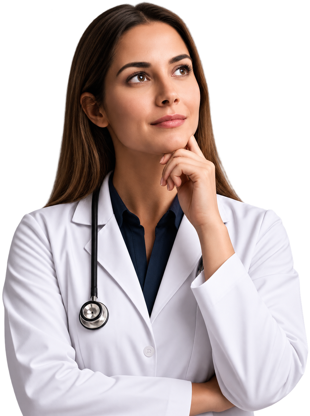 Médica pensativa