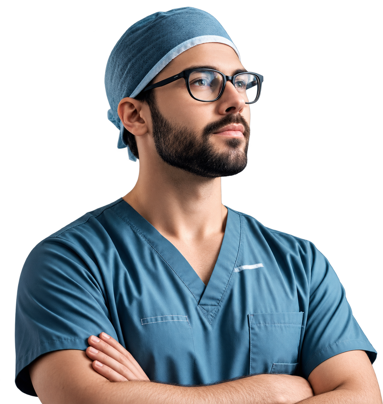 Médico de braços cruzados
