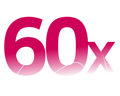 Número 60x em magenta, destacando o parcelamento da Pós-Médica em até 60 vezes