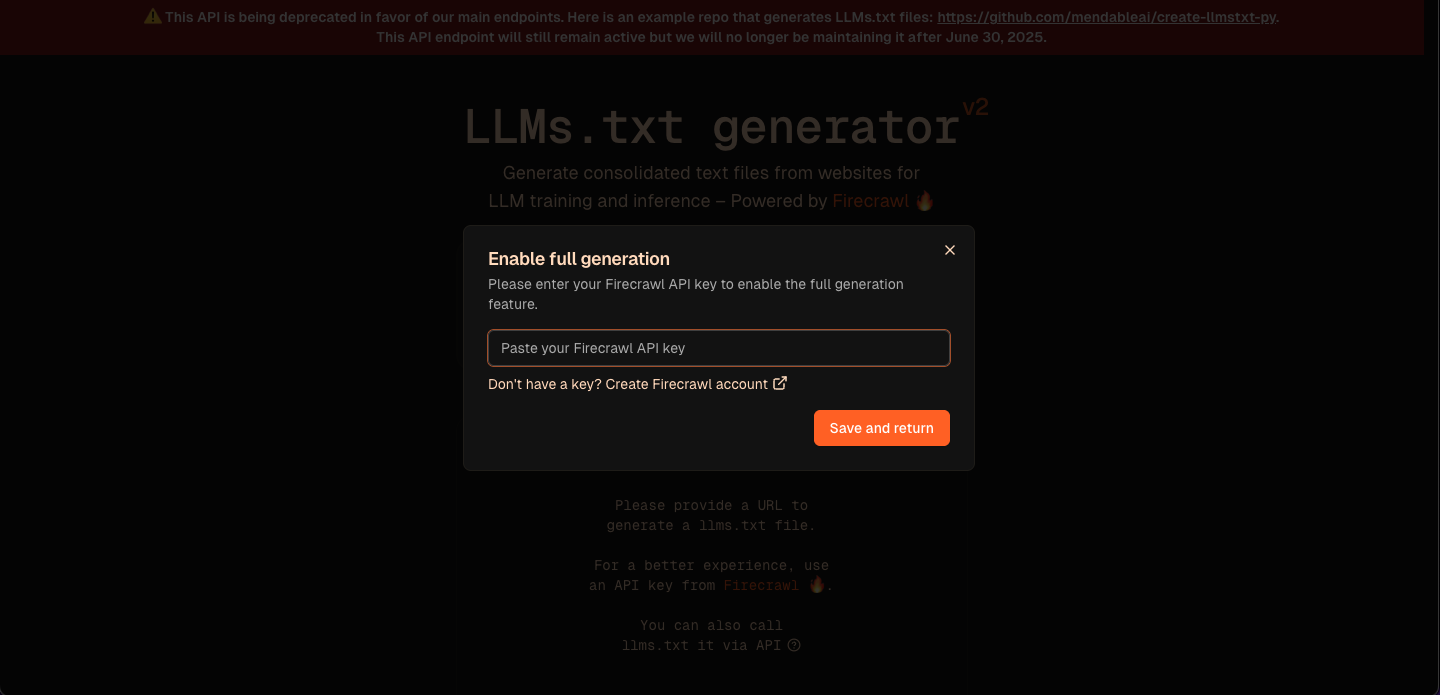 Firecrawl generator for llm.txt
