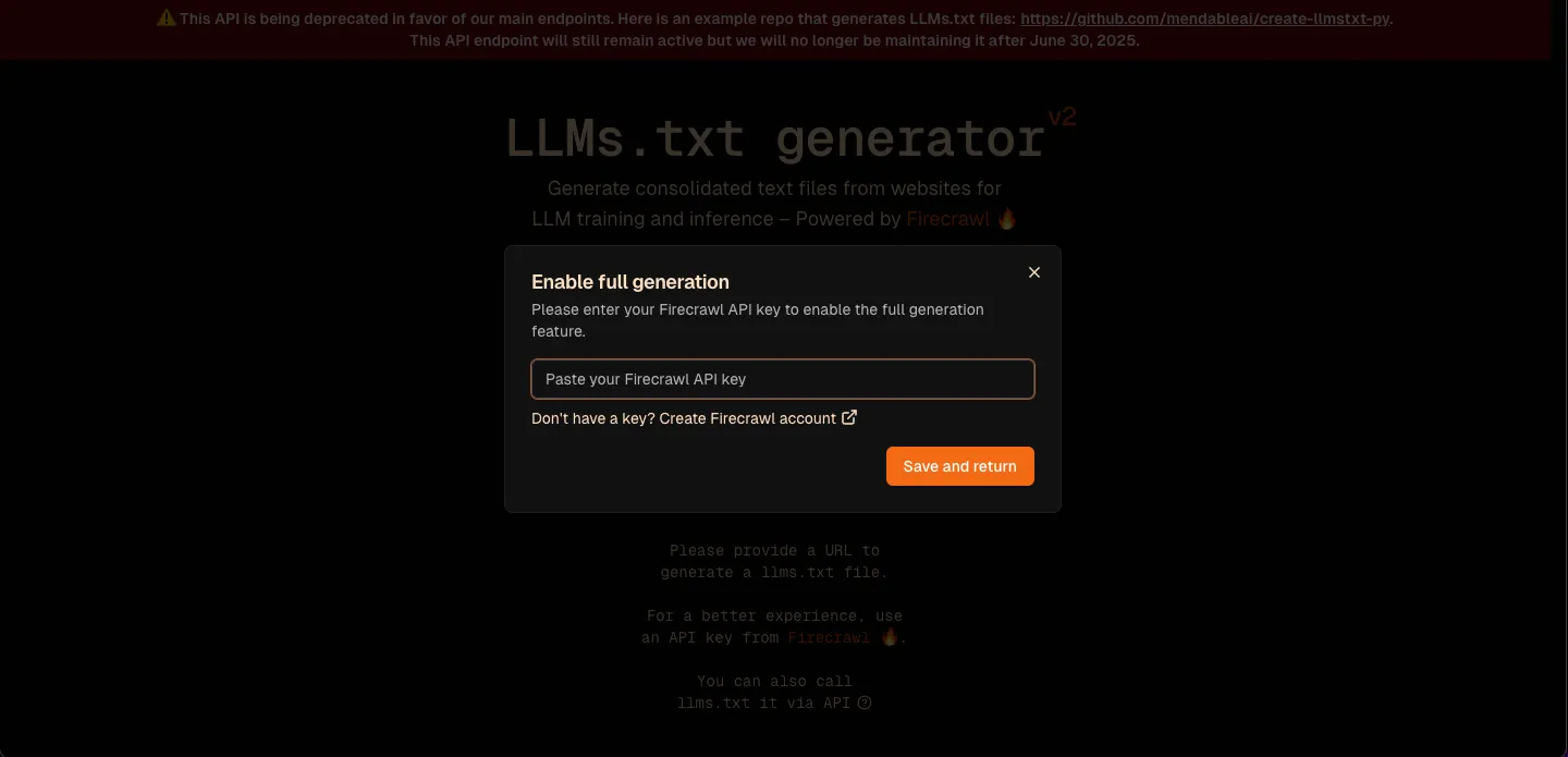 Firecrawl generator for llm.txt