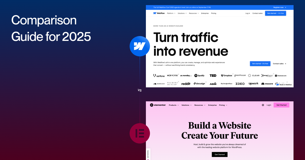 Webflow vs Elementor: Complete Comparison for 2025 | Pros, Cons & Pricing