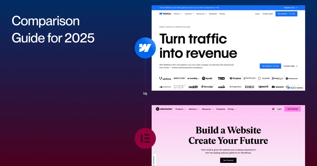 Webflow vs Elementor: Complete Comparison for 2025 | Pros, Cons & Pricing
