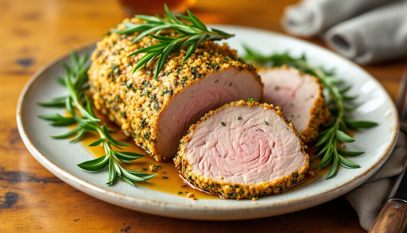 Herb-Crusted Pork Tenderloin with Garlic Butter