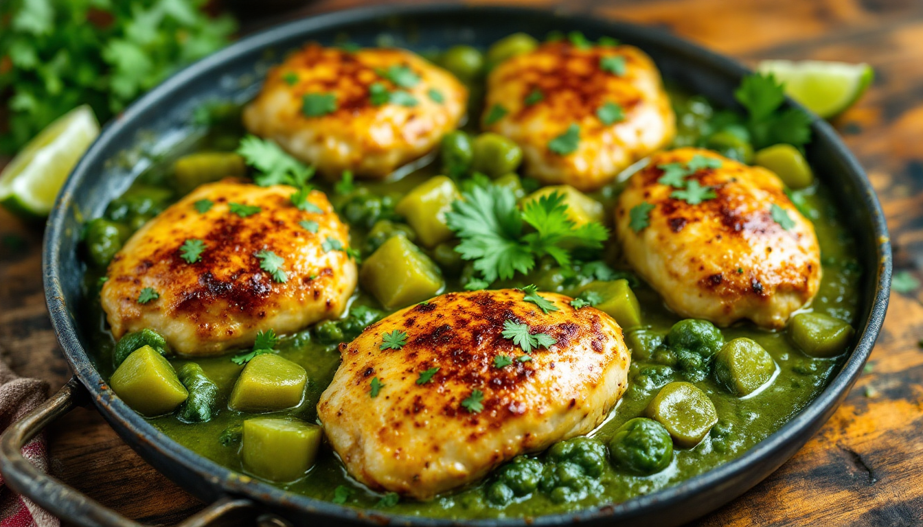 Pollo en Salsa Verde con Nopalitos