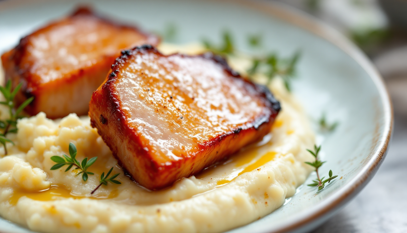 Pork Belly with Smoked Cauliflower Purée