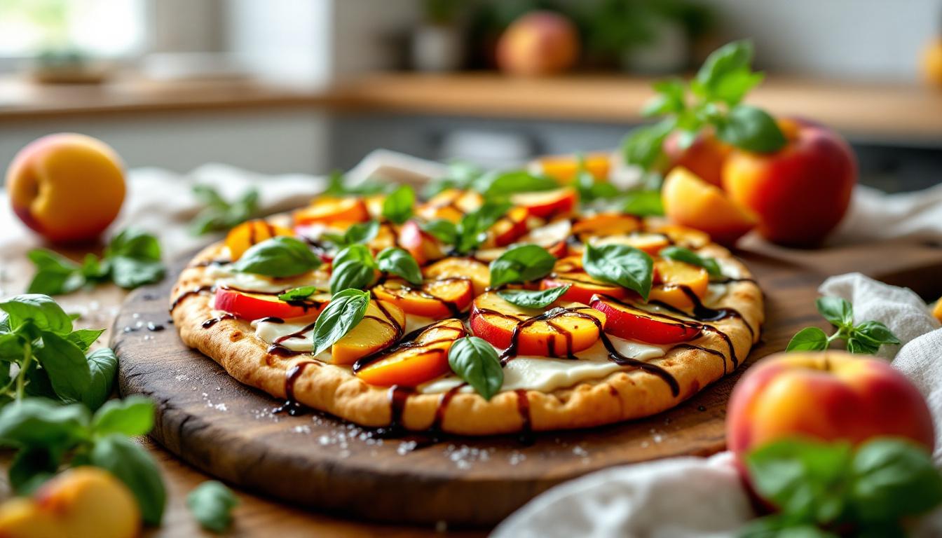 Peach Basil Flatbread