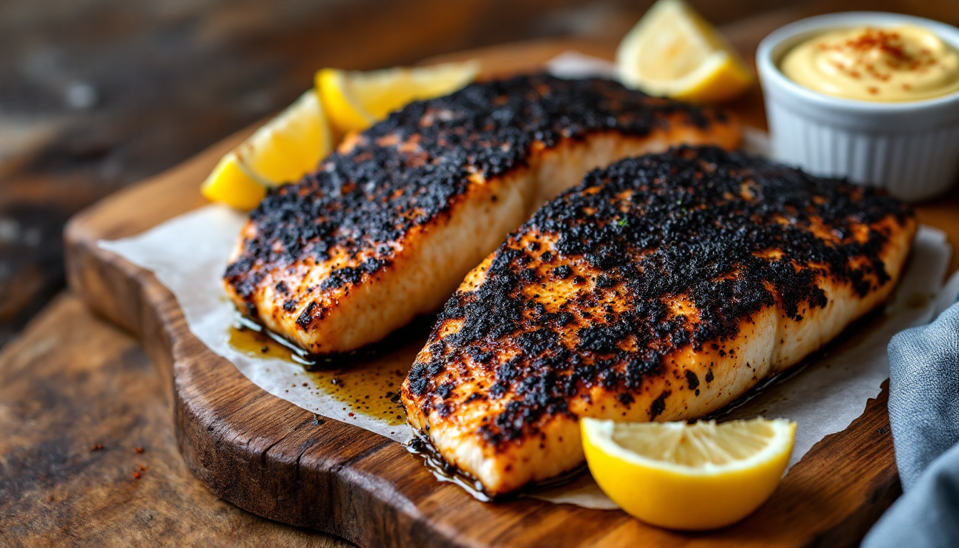 Cajun Blackened Fish with Creole Mustard Sauce