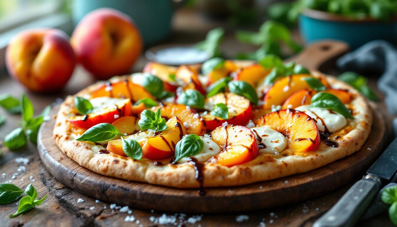 Peach Basil Flatbread
