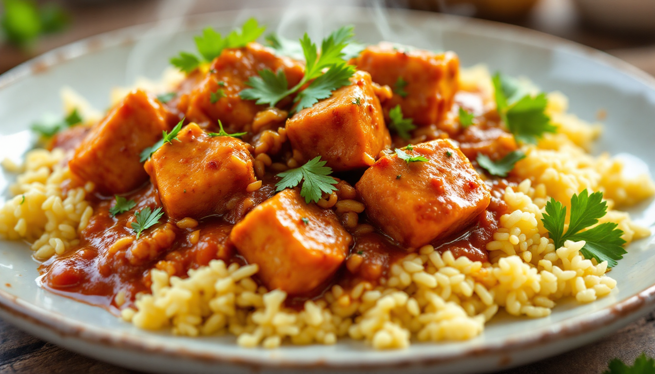 Spicy Veal Curry with Cauliflower Rice