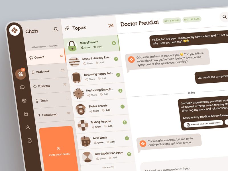 Interactive Bio Ui strangehelix.bio | Product | freud UI Kit: AI-Driven Mental Health App