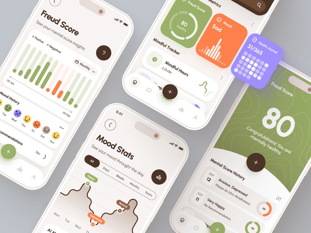 Interactive Bio Ui strangehelix.bio | Product | freud UI Kit: AI-Driven Mental Health App