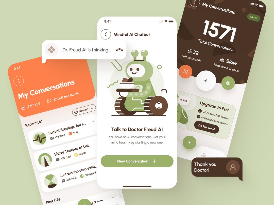 Interactive Bio Ui strangehelix.bio | Product | freud UI Kit: AI-Driven Mental Health App