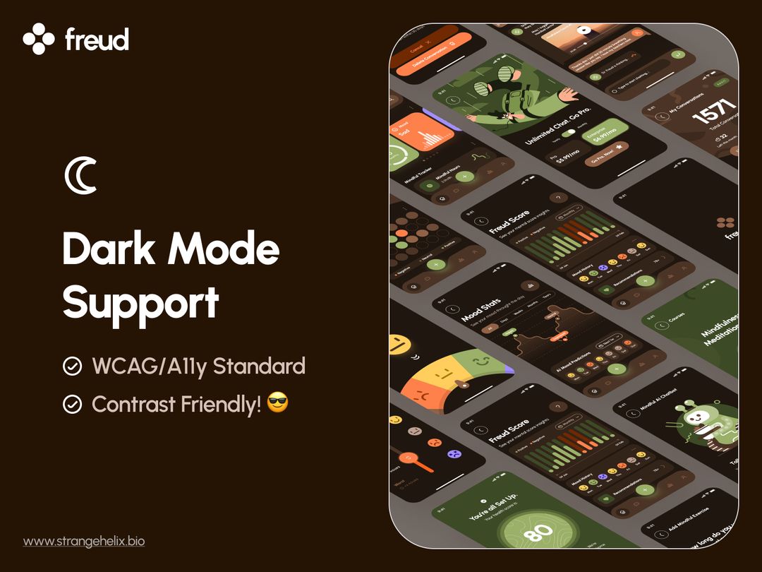 Interactive Bio Ui strangehelix.bio | Product | freud UI Kit: AI-Driven Mental Health App