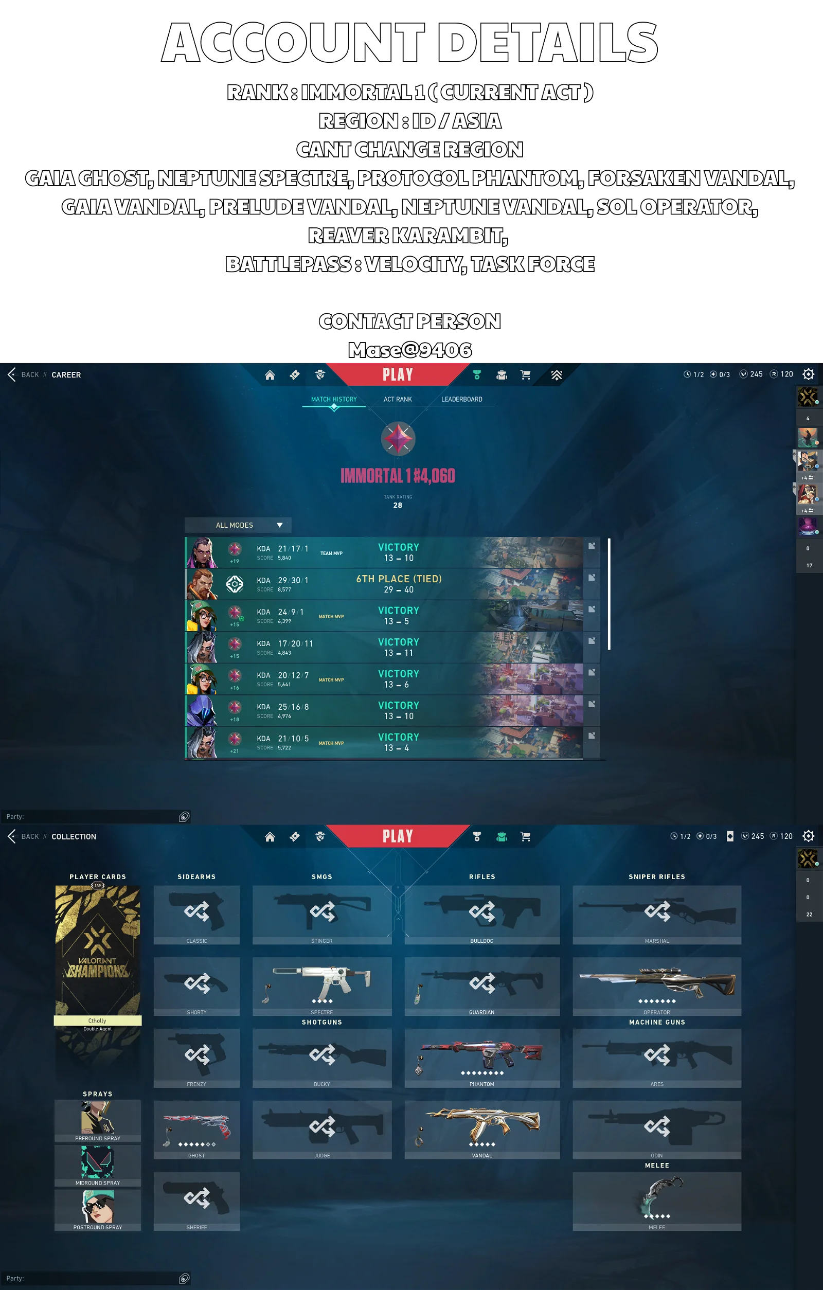 ASIA - ASCENDANT2 - 9 SKINS & 3 BP - 135 USD