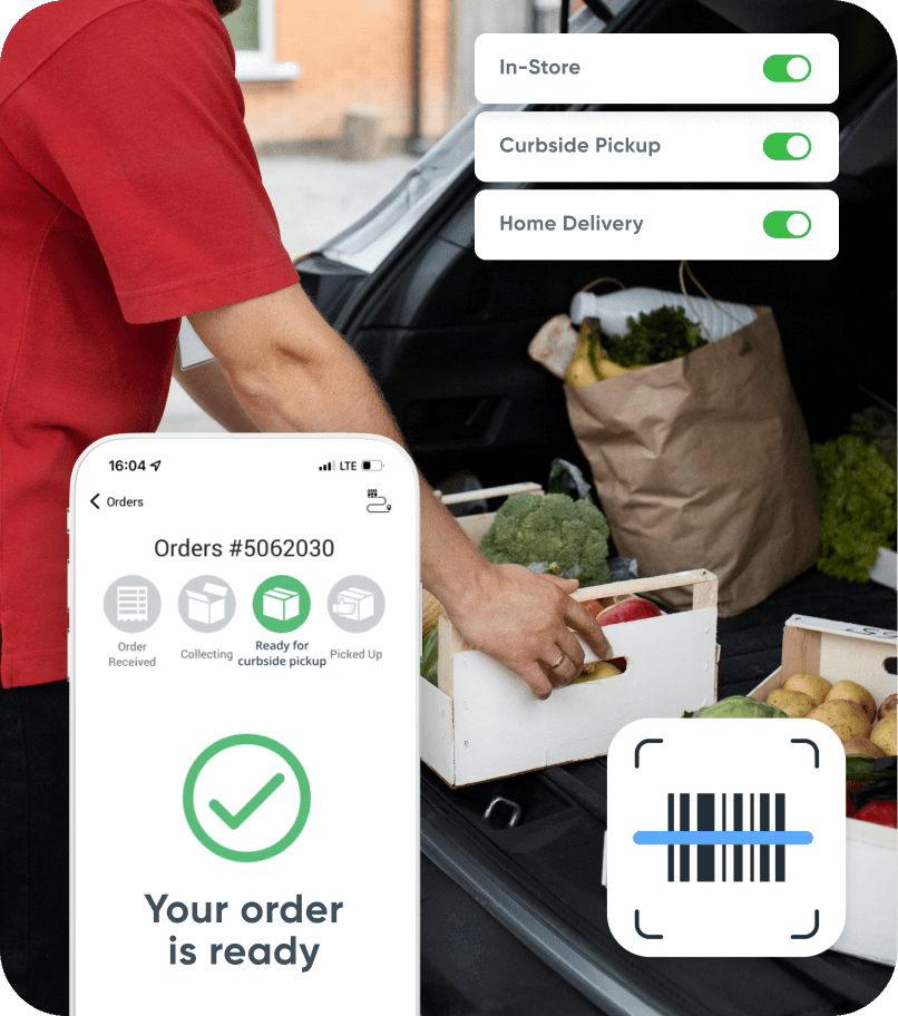 The co-worker of the supermarket loads the products into the machine to the customer