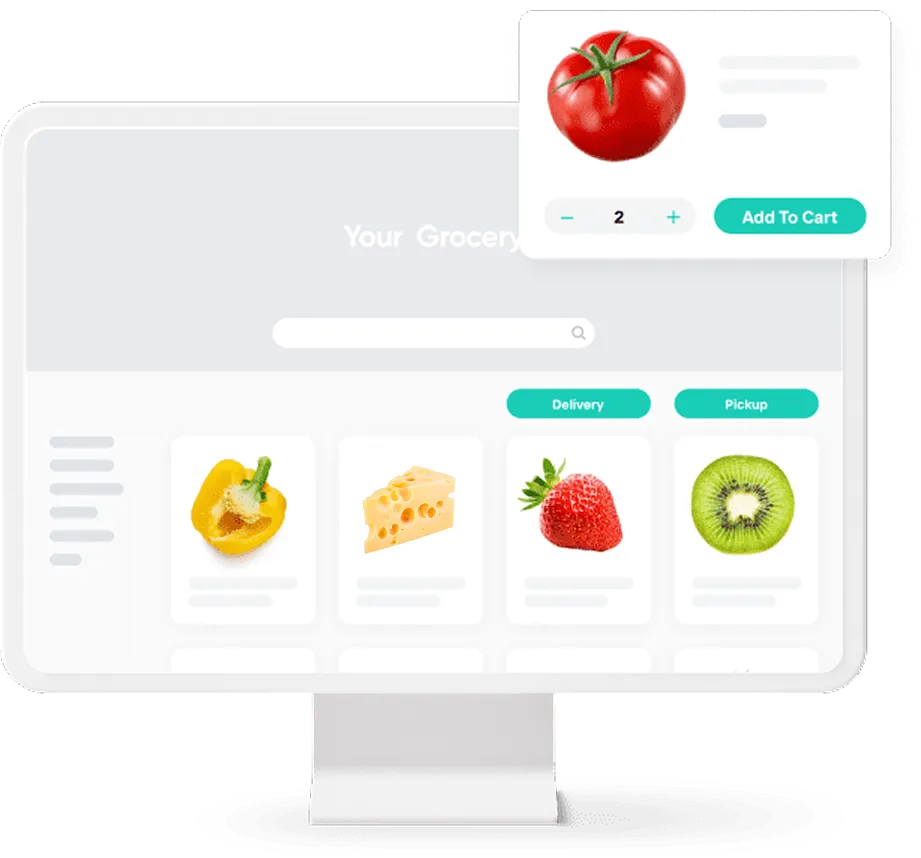 A computer with a website for ordering products